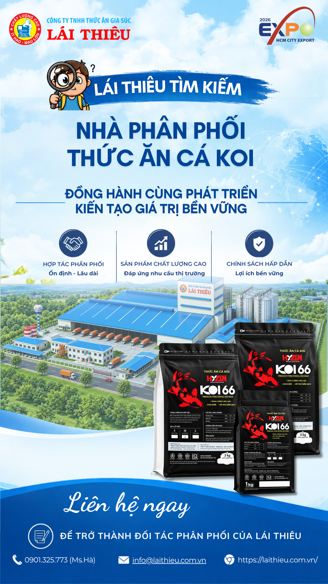 LÁI THIÊU MỜI HỢP TÁC PHÂN PHỐI THỨC ĂN CÁ KOI KOI66